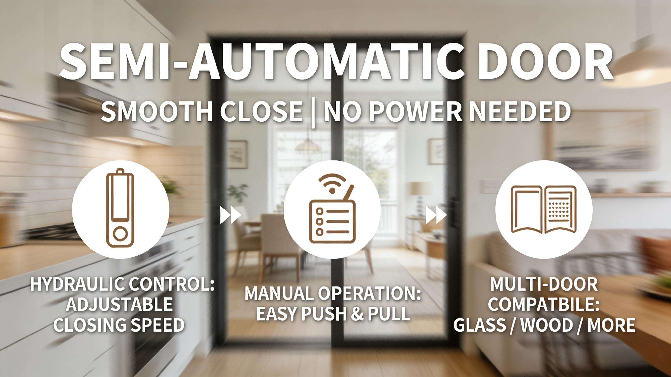 Semi-Automatic Sliding Door - Manual Open & Auto Close Hydraulic Buffer Operation Real Test