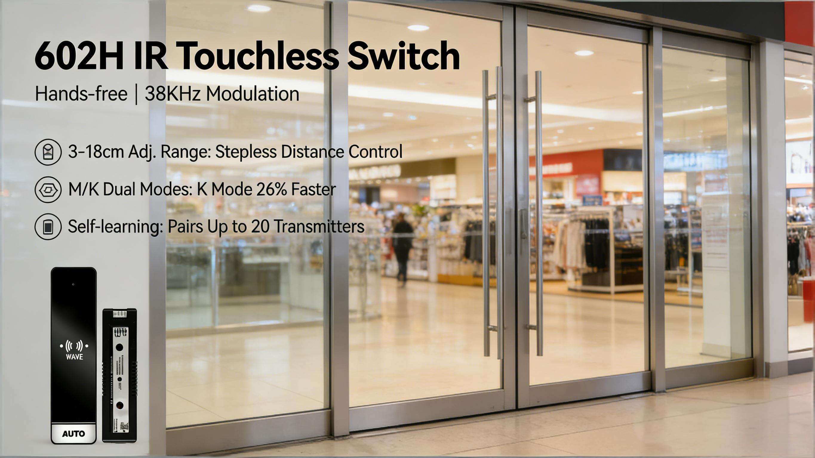 Wireless IR Touch-Free Switch for Auto Door- Office/Shop Auto Door Induction Open Real Shot
