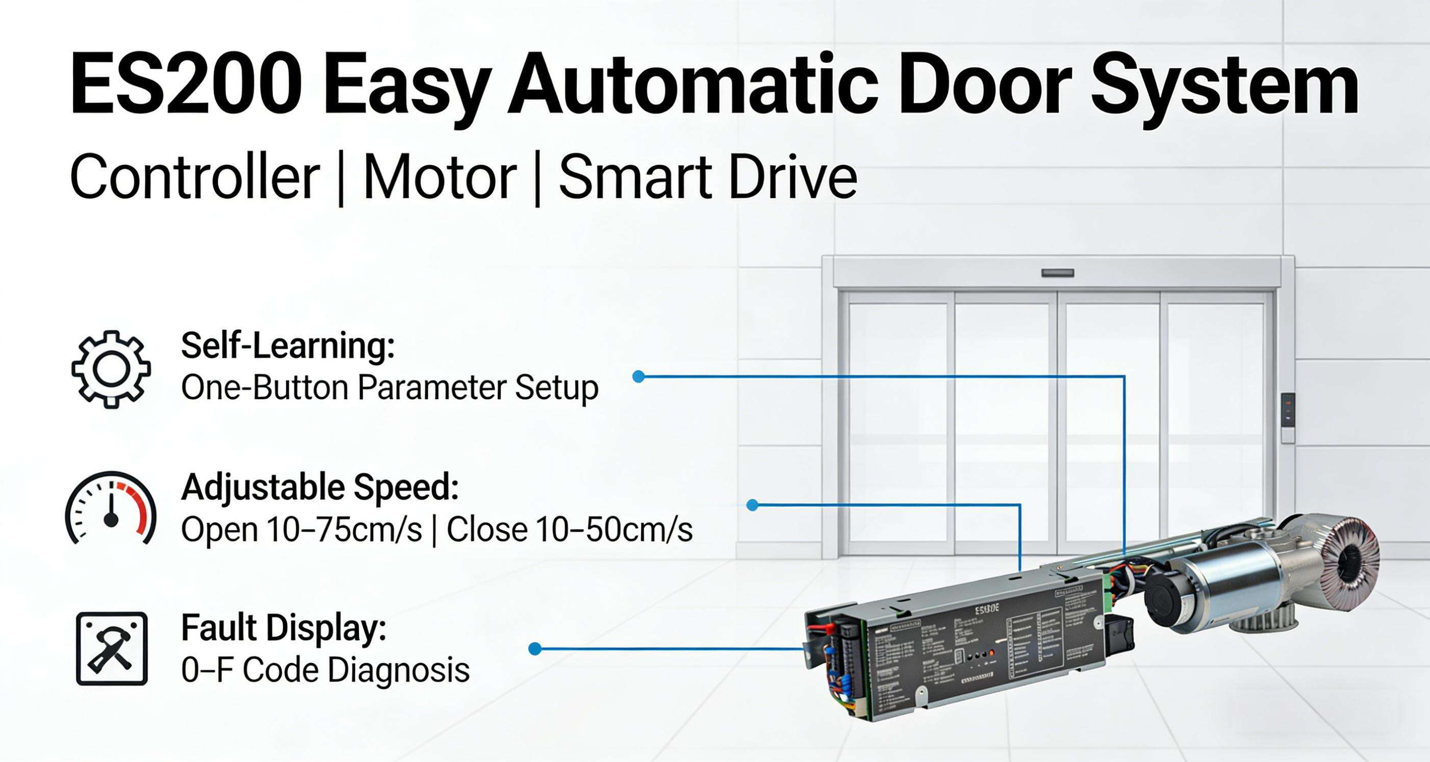 ES200e Automatic Door Motor Controller - Full Set of Original Accessories Details Display
