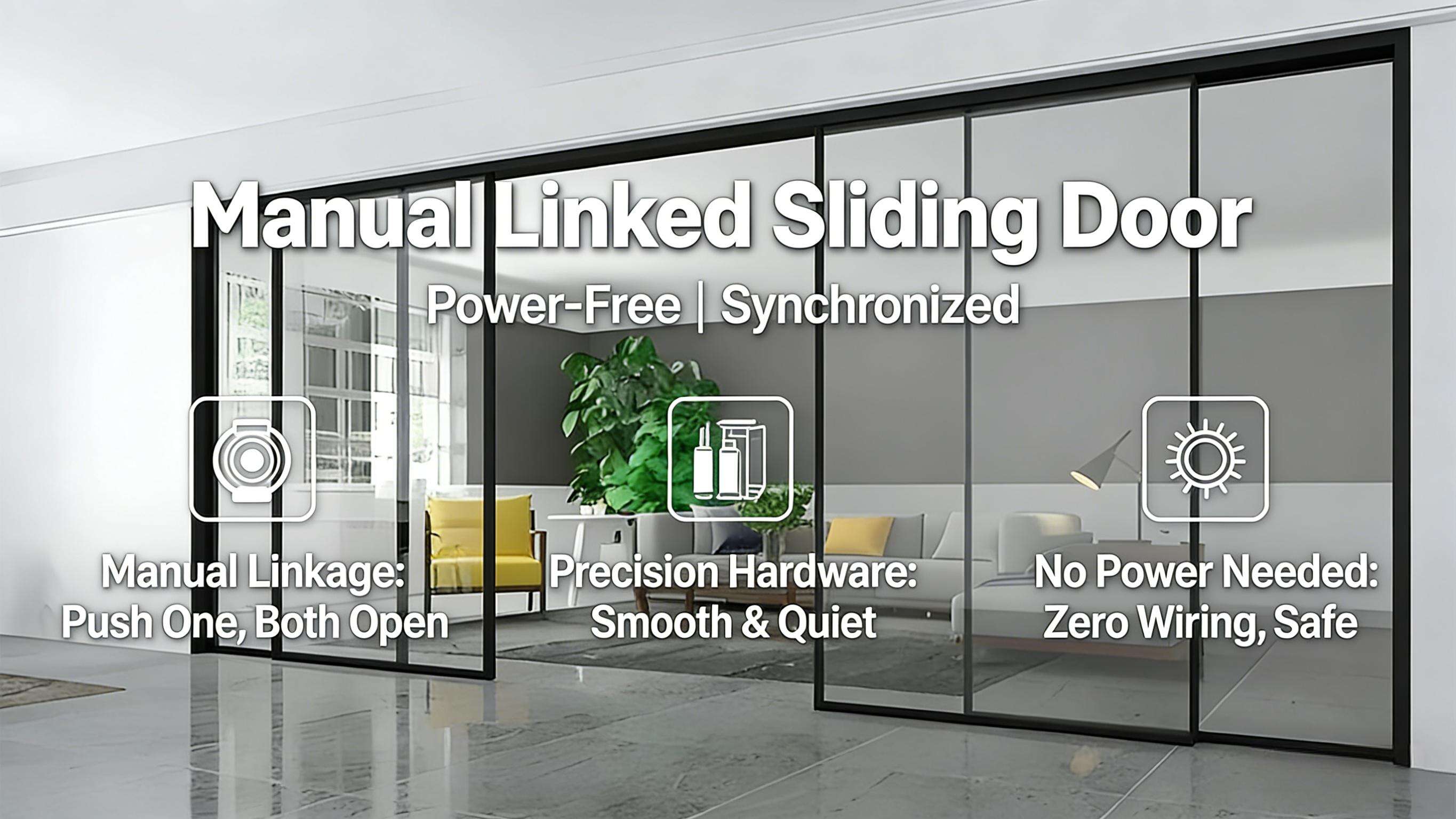Puerta doble manual premium con enlace real — Sin alimentación eléctrica, apertura/cierre manual seguro y sencillo