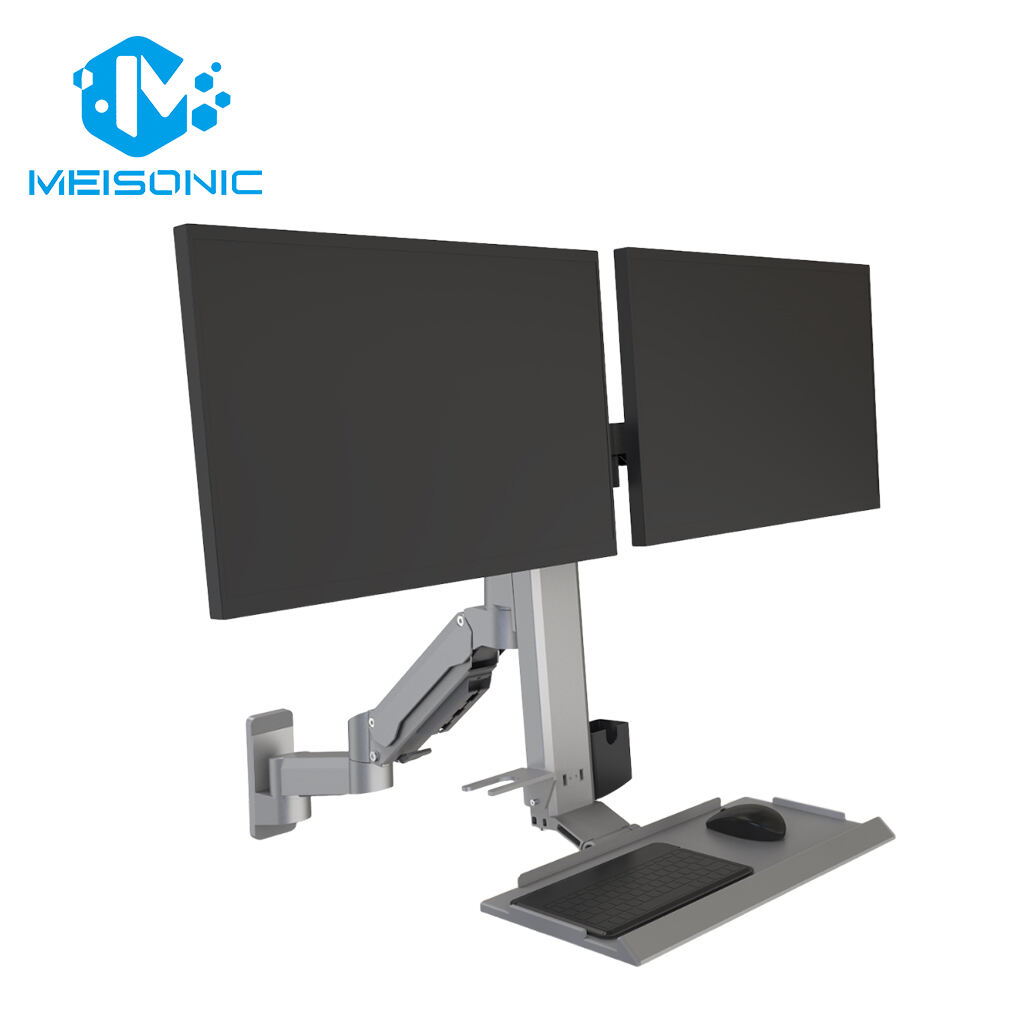 T9-GA01KB-HSP Dual monitor stand  Heavy-duty Adjustable Monitor Mounts for Industrial Machinery