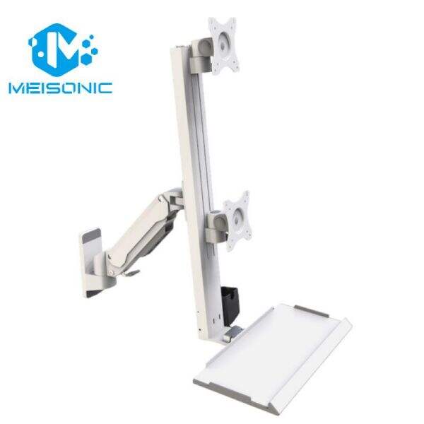 T9-GA01KB-SPC Dual Screen Monitor Stand Industrial application Monitor arm with folding keyboard Tray heavy duty 360°rotation