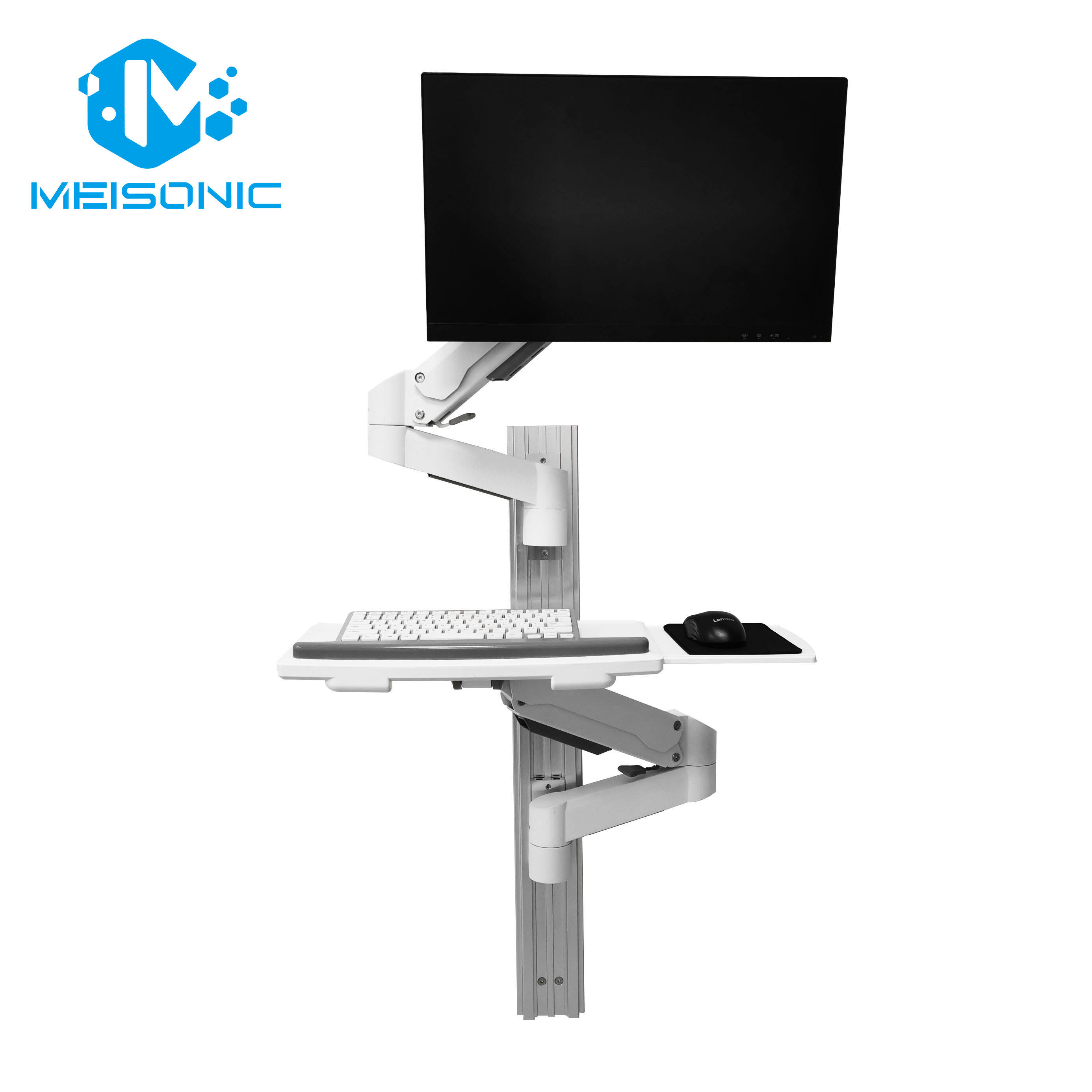 WS-GA02KB-2 Monitor wall mount hospital workstation with gas spring monitor arm