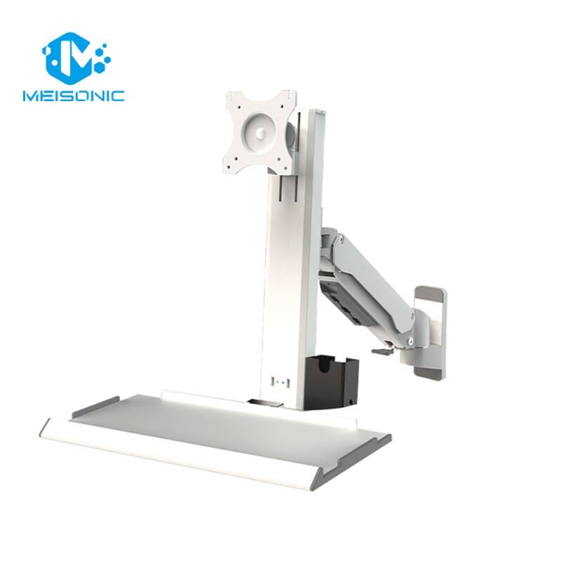 T8-GA01KB Hvit industriell monitorfastening Gas Spring Arm Industriell tastatur Størrelse 450 mm