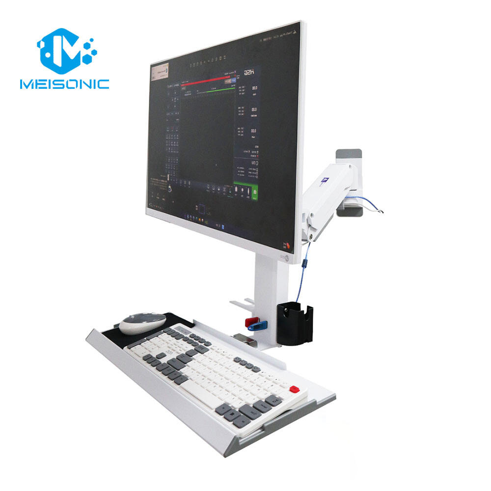 Meisonic White T8-GA01KB Single Gas Spring Arm Aluminum Alloy Industrial Monitor Arm Warehouse Workstation Application