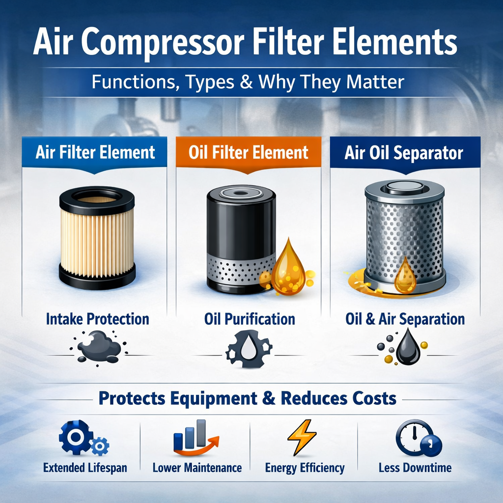 Air Compressor Filter Elements: Functions, Types & Why They Matter