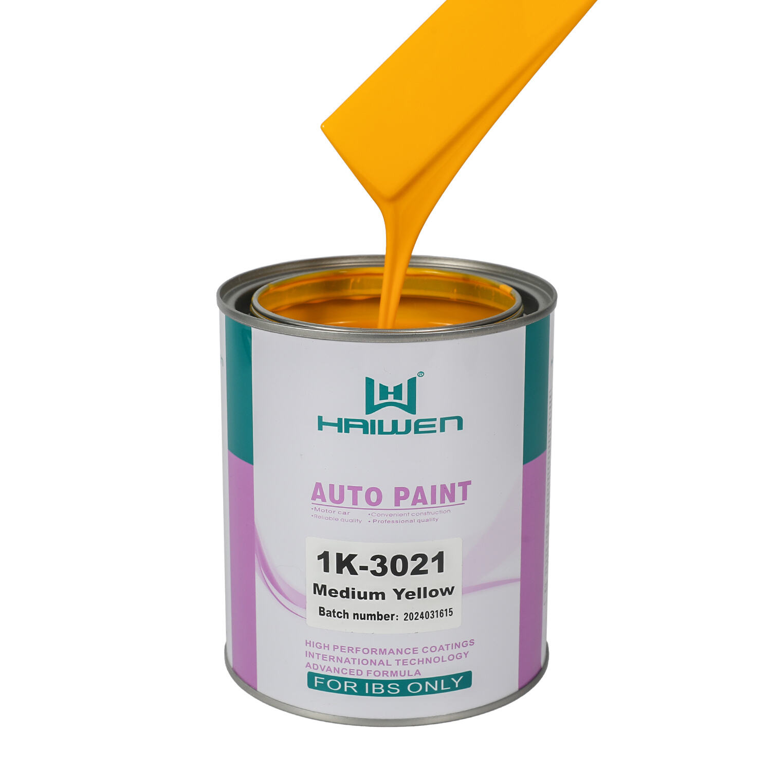 HAIWEN 1K-3021 Giallo Medio 1K Basecoat – Giallo Standard con Fase Rossa per Carrozzeria Auto e Miscelazione Colori