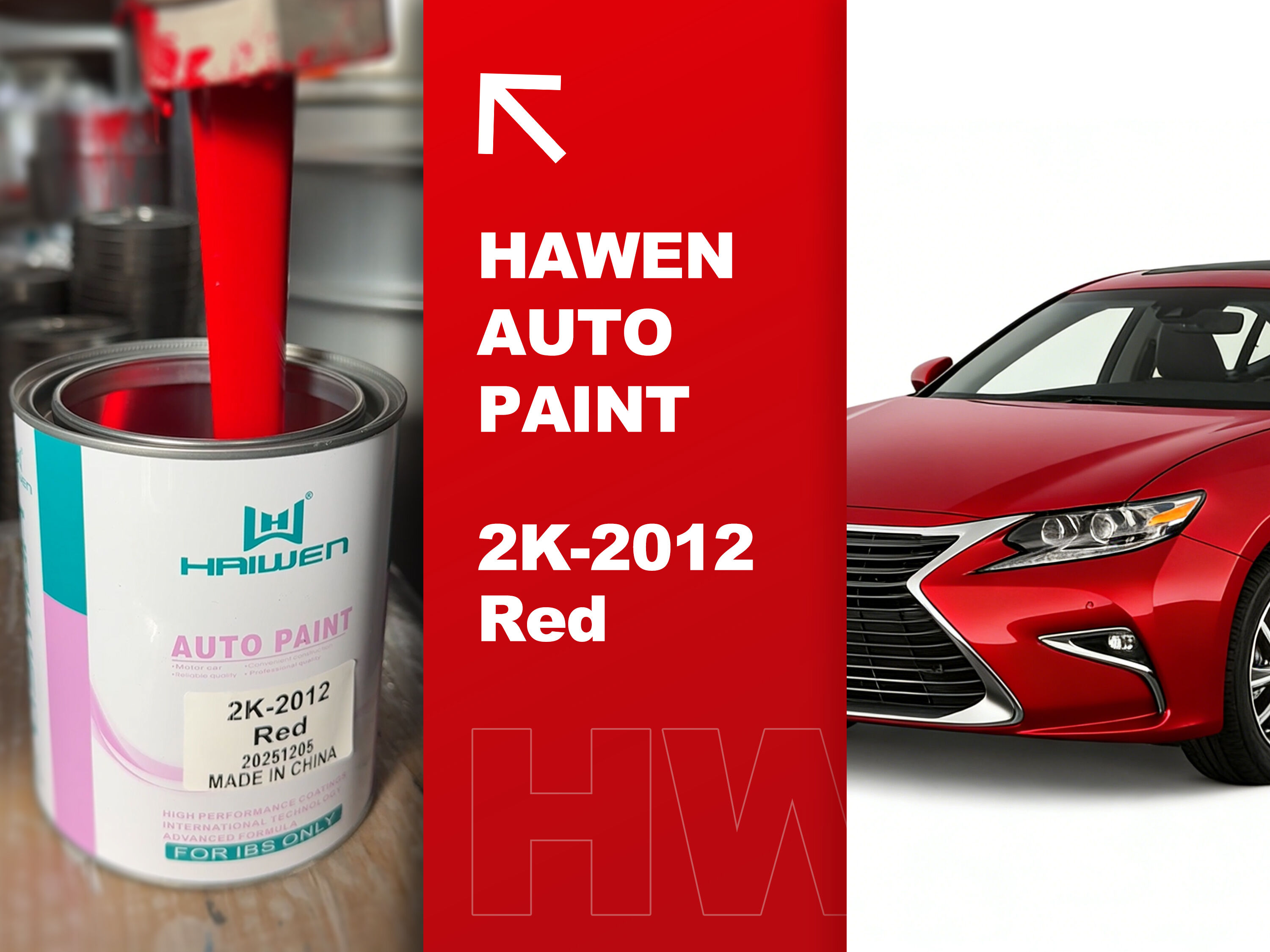 sơn hoàn thiện ô tô màu Đỏ 2K-2012: Sơn Đỏ 2K phủ trong tại nhà máy với chất lượng cao cấp #HAIWEN #haiwencarpaint