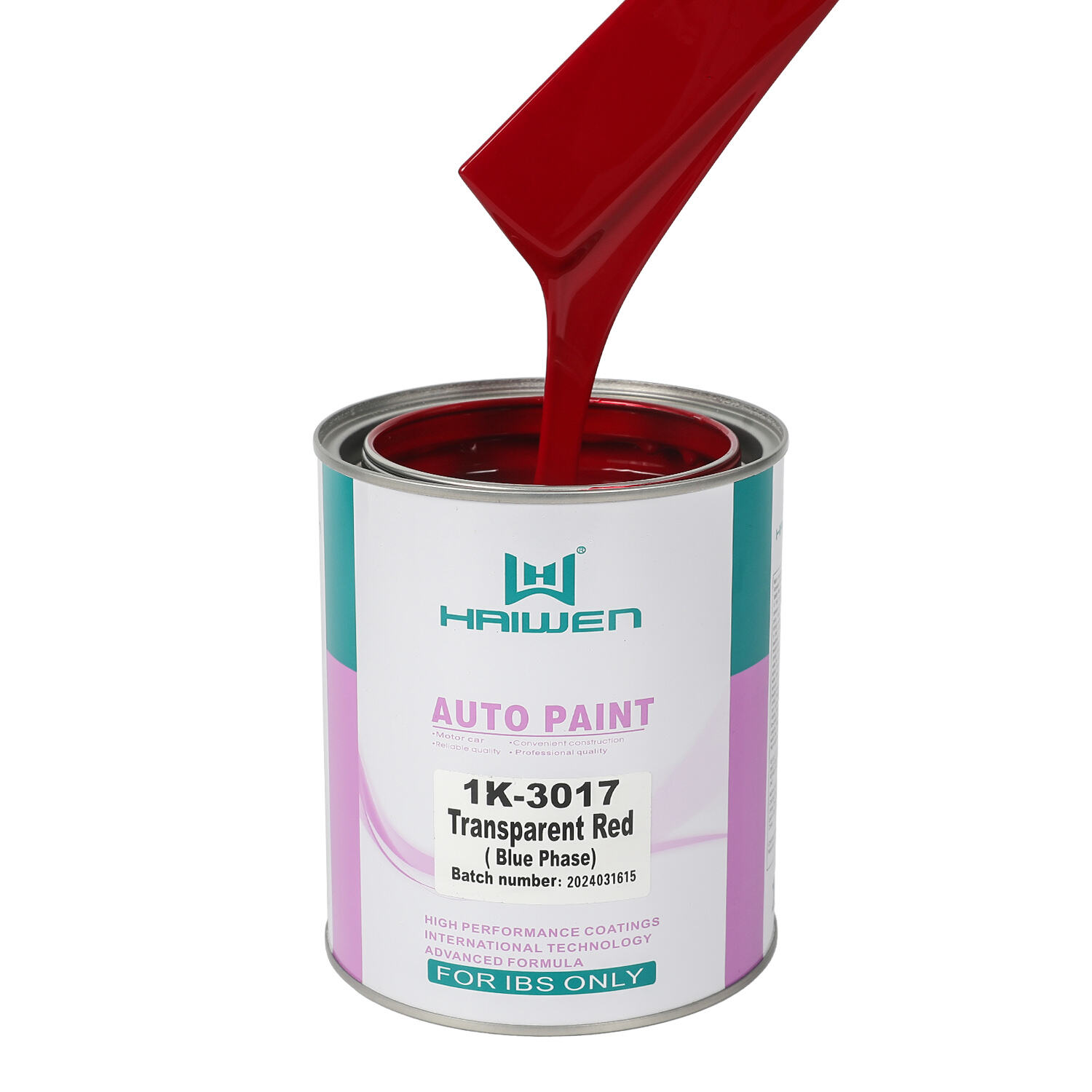 HAIWEN 1K-3017 Trans Red (Blue Phase) 1K Basecoat – Rosso Scuro Frontale con Tonalità Blu Porpora per la Verniciatura Auto e la Miscelazione Colori