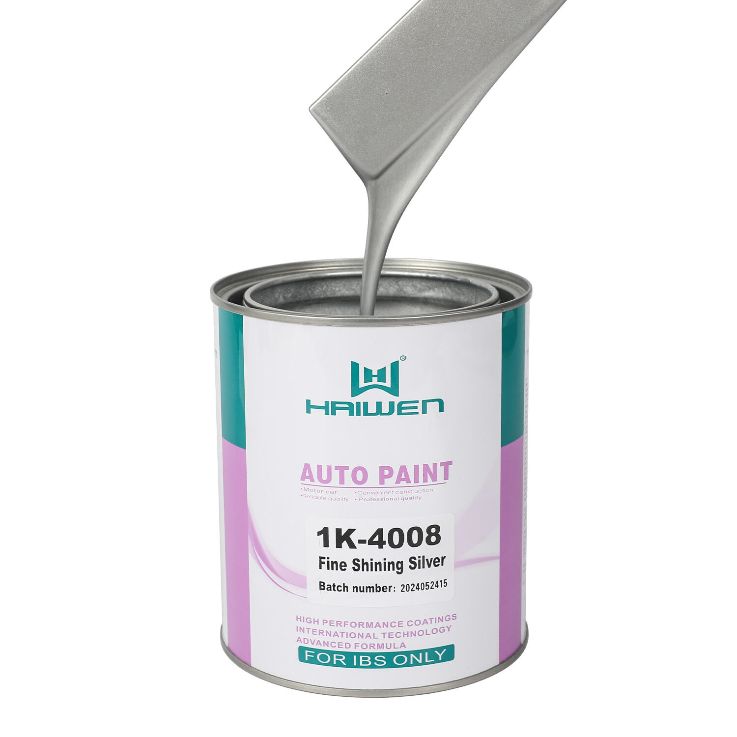 HAIWEN 1K-4008 Fine Shining Silver 1K Metallic Silver – Fronte Lucente con Laterali Scuri per Finitura Automobilistica e Miscelazione Colori