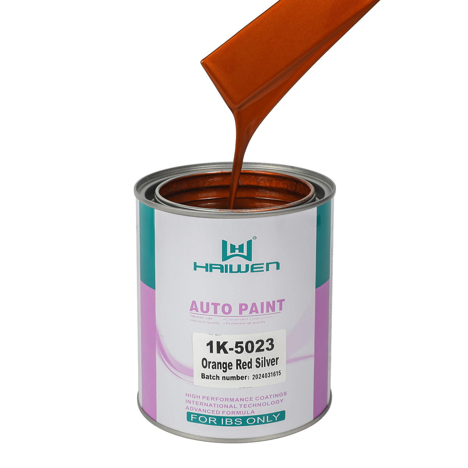 HAIWEN 1K-5023 Orange Red Silver 1K Pearl Paint – Argento Arancione Medio con Alta Brillantezza per la Finitura Automobilistica e la Miscelazione dei Colori