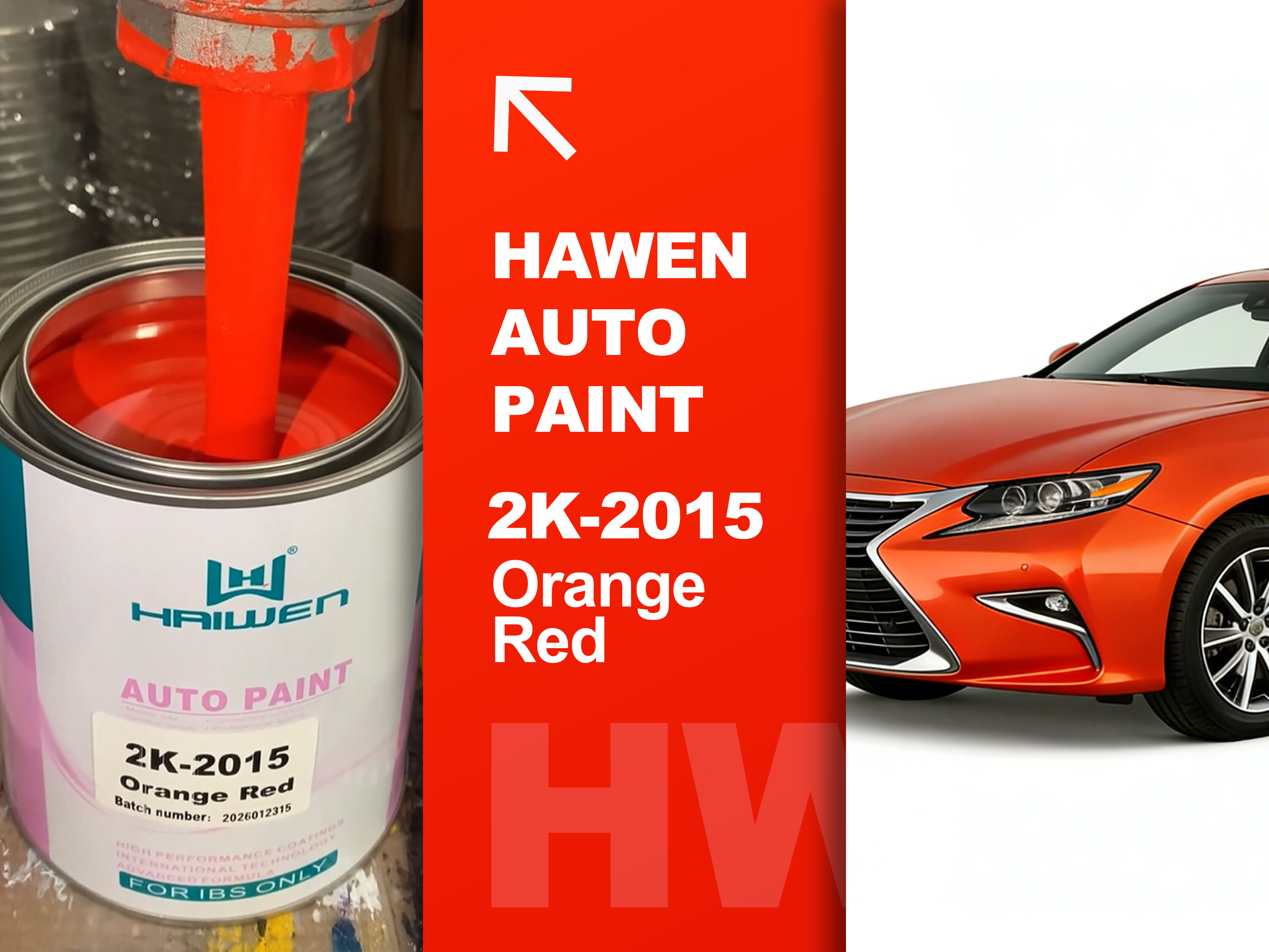 sơn ô tô màu Cam Đỏ mã 2K-2015 với màu sắc rực rỡ và độ chính xác màu tuyệt hảo — Mang lại màu sắc rực rỡ, độ chính xác màu cao