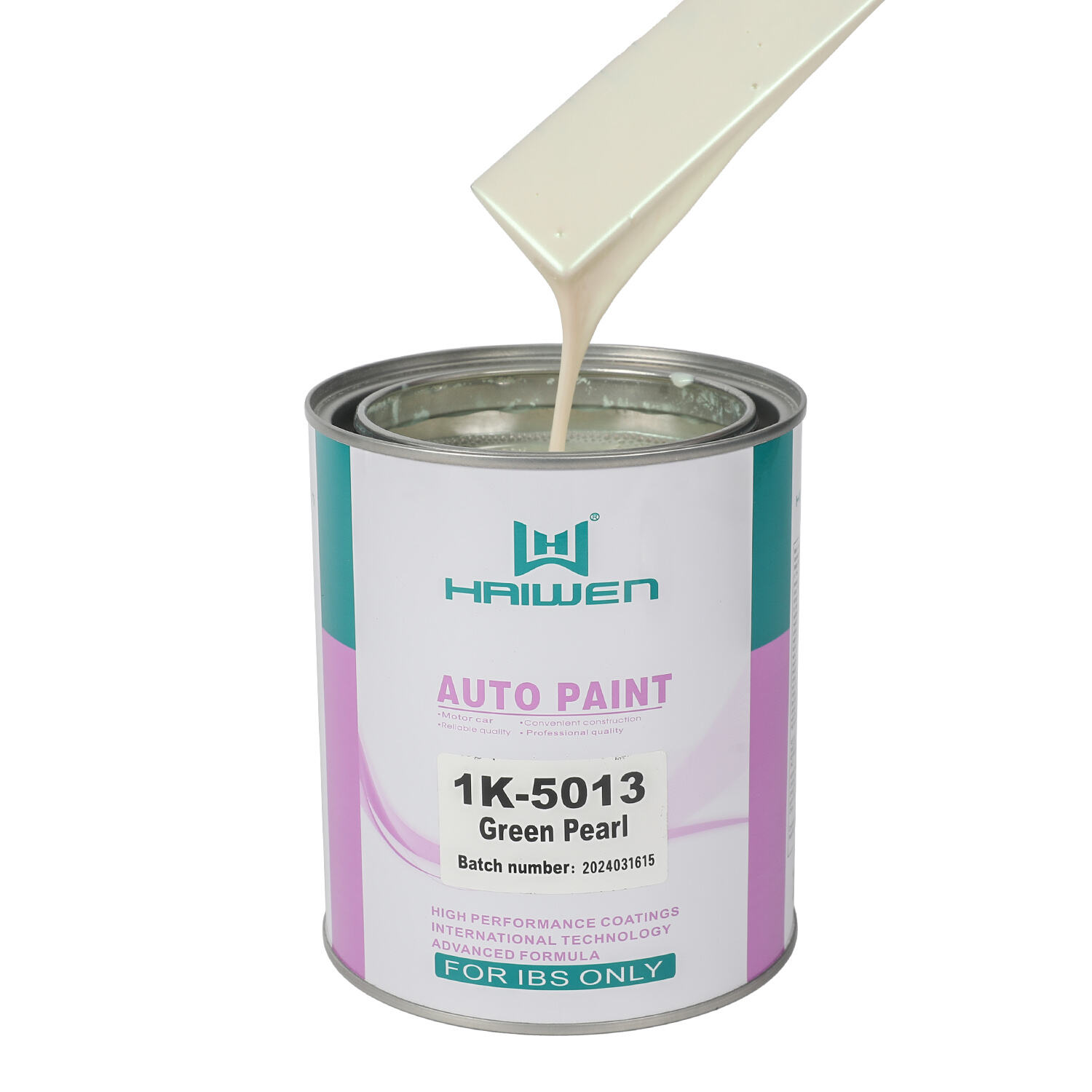 HAIWEN 1K-5013 Green Pearl 1K Pearl Paint – Verde frontale con lati rosso-gialli, traslucido per il ripristino automobilistico e la miscelazione dei colori