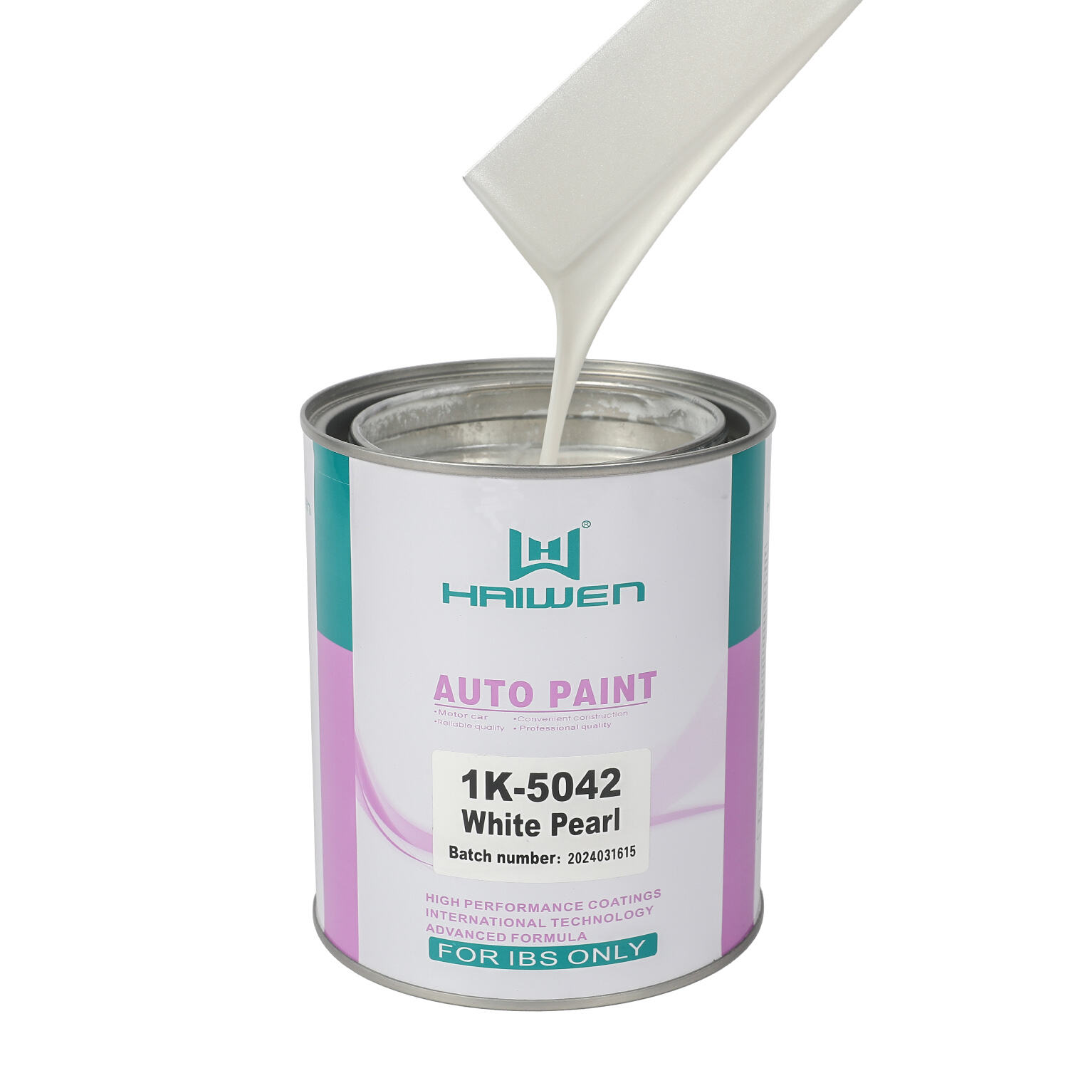 HAIWEN 1K-5042 Bianco Perlato 1K Vernice Perlata – Bianco Frontale con Riflessi Gialli, Trasparente per Riverniciatura Automobilistica e Miscelazione Colori