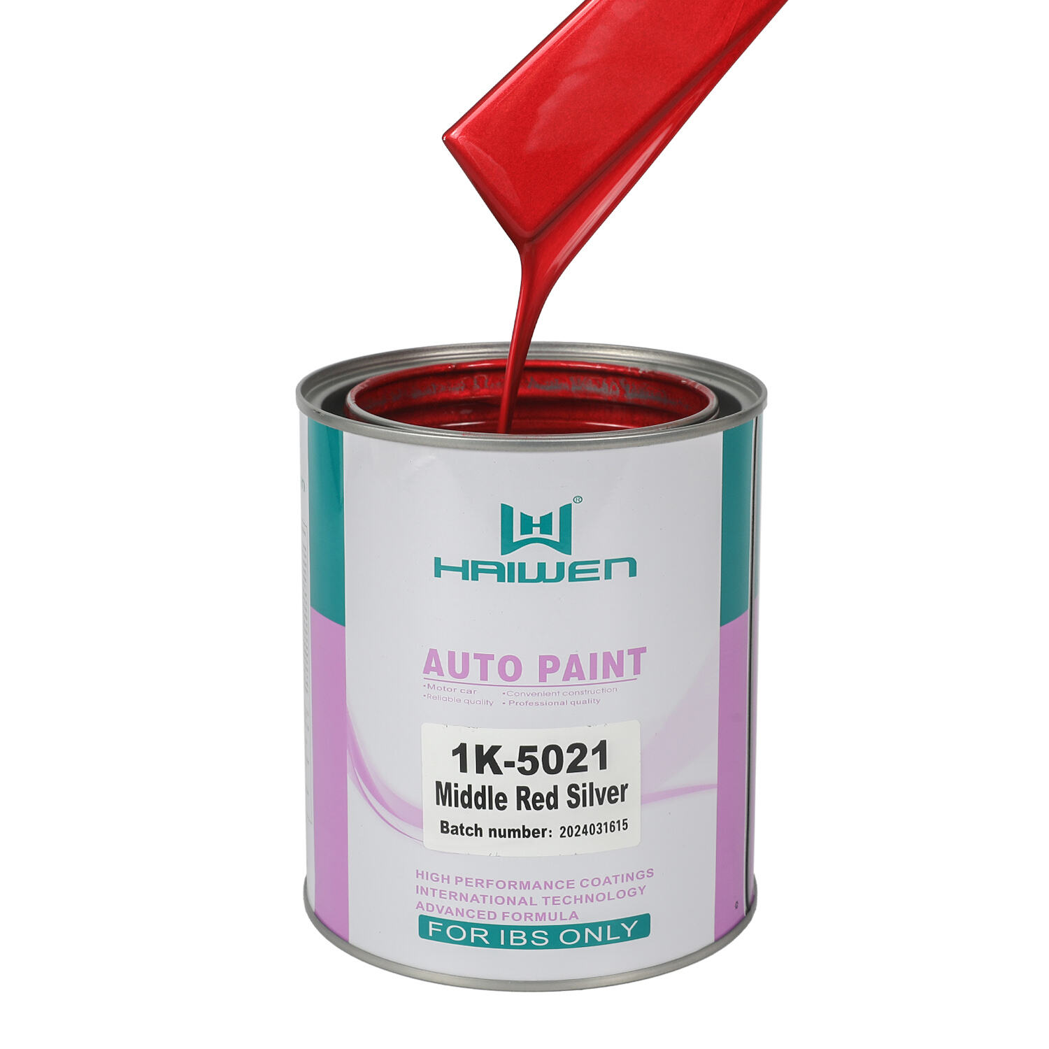 HAIWEN 1K-5021 Rosso Medio Argento 1K Vernice Perlata - Rosso Medio Argento ad Alta Brillantezza per Finitura Automobilistica e Miscelazione Colori