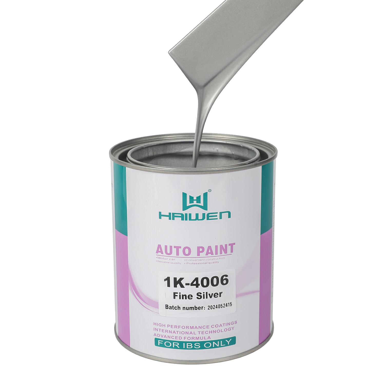 HAIWEN 1K-4006 Fine Silver 1K Metallic Silver – Dimensione Fine con Faccia Scura e Laterali Bianco Scuro per Finitura Automobilistica e Miscelazione Colori