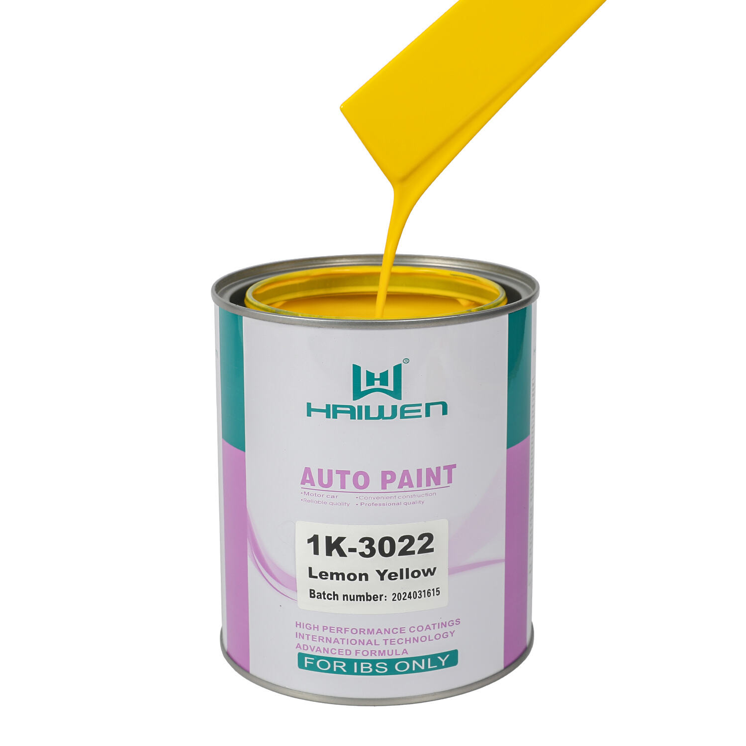 HAIWEN 1K-3022 Lemon Yellow 1K Basecoat – Fase verde con buona resistenza alle intemperie per il ripristino automobilistico e la miscelazione dei colori