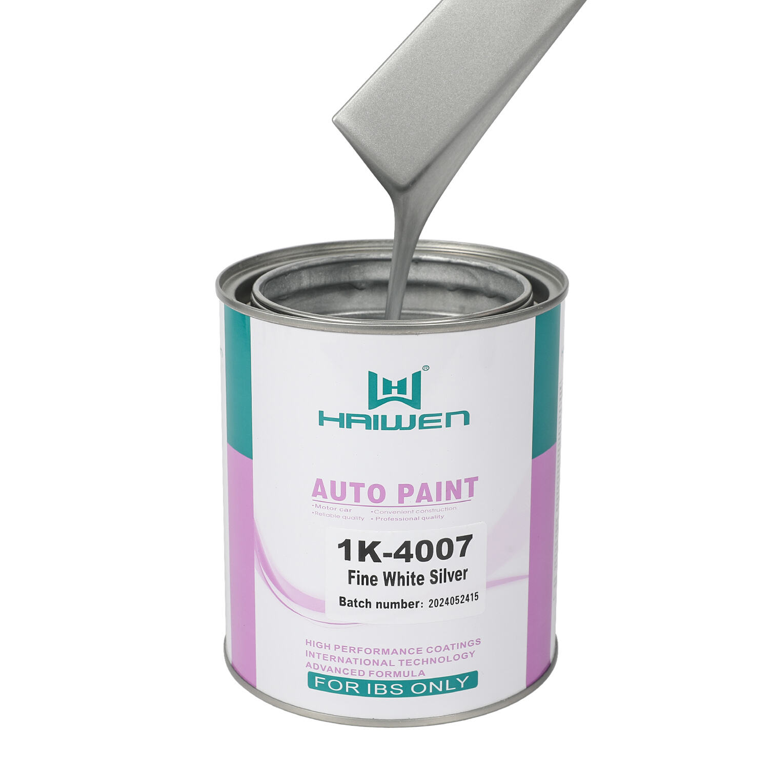 HAIWEN 1K-4007 Fine White Silver 1K Metallic Silver – Particelle Leggermente Fini con Fronte Bianco per Finitura Automobilistica e Miscelazione Colori