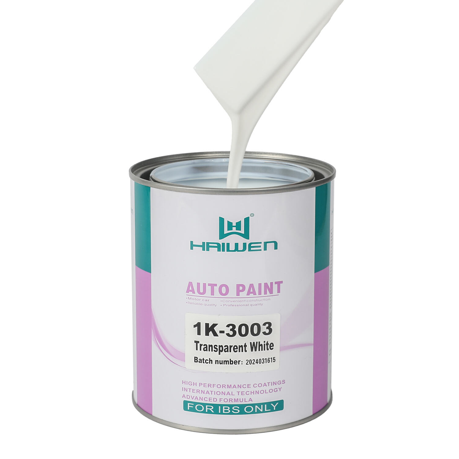 HAIWEN 1K-3003 Transparent White 1K Basecoat – Bianco ad Alta Trasparenza con Fronte Dorato e Fianchi Bluastri per Ripristino Auto