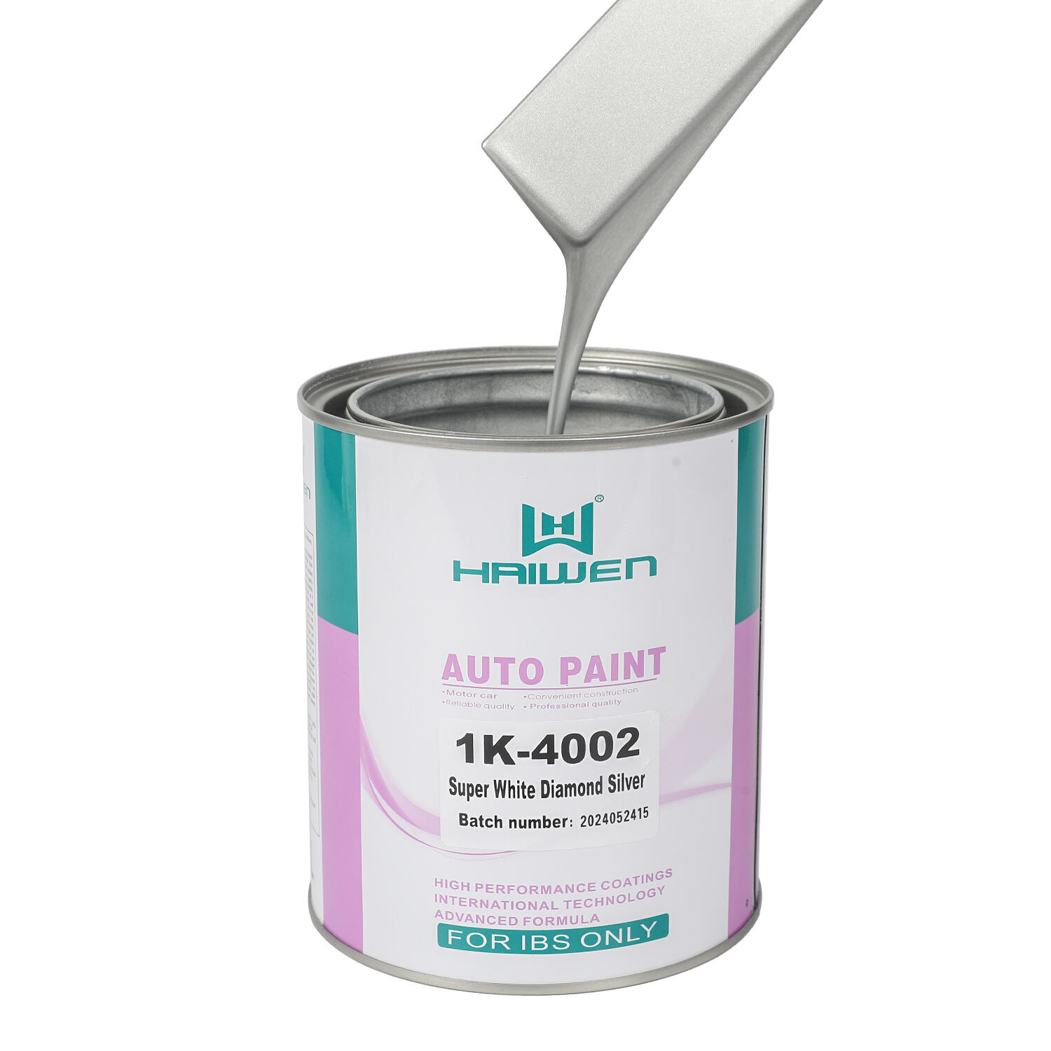 HAIWEN 1K-4002 Argento Diamante Super Bianco 1K Argento Metallizzato – Più Bianco rispetto al 4001 per Finitura Automobilistica e Miscelazione Colori