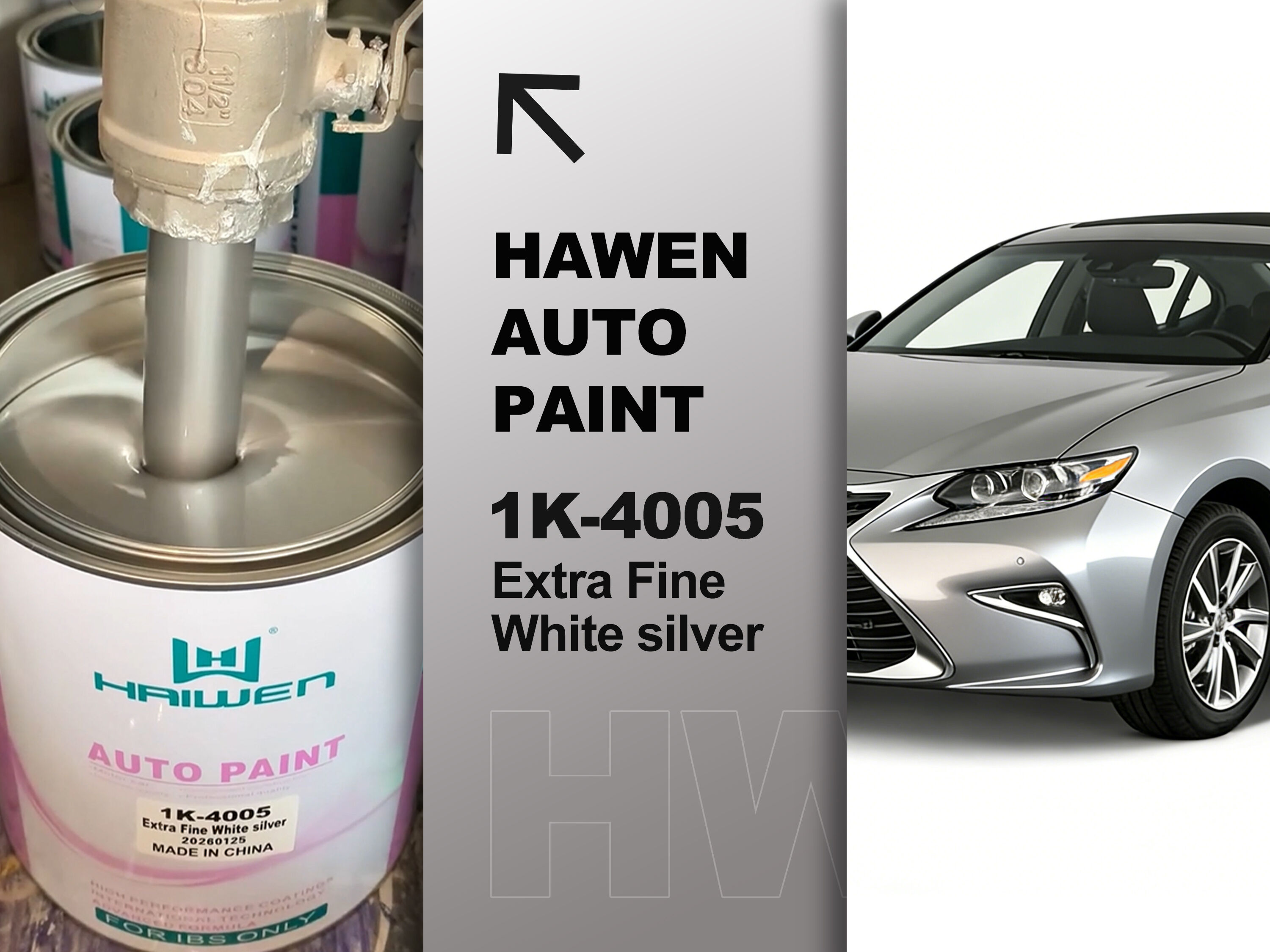 sơn ô tô 1K chi phí hiệu quả màu Trắng Bạc siêu mịn mã 1K-4005, giữ được màu sắc và độ bóng