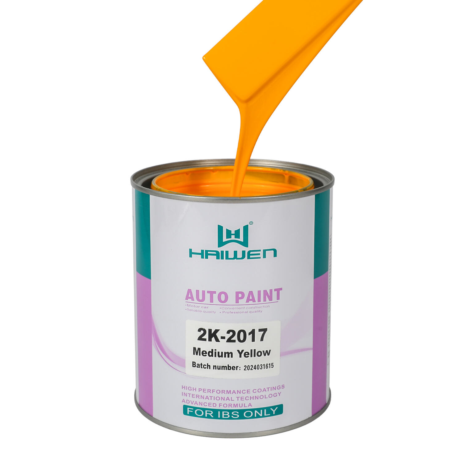 HAIWEN 2K-2017 Medium Flavus 2K Acrylic Paint – Flavus Communis cum Rube Phasa pro Automotorum Renovatione