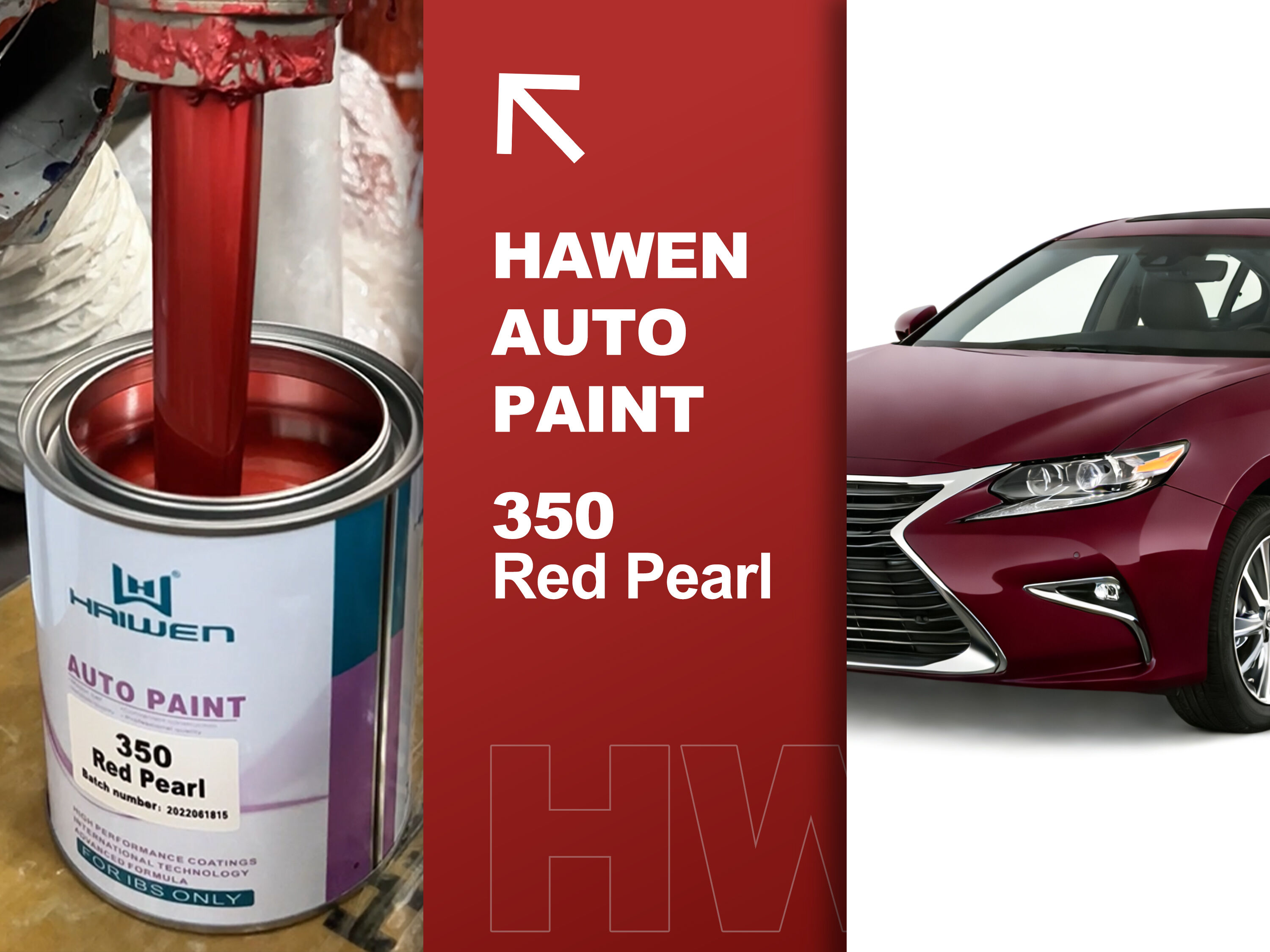 sơn hoàn thiện ô tô màu Đỏ Ngọc trai 350, sản xuất tại nhà máy ở Trung Quốc, hàng sản xuất tại Trung Quốc #haiwencarpaint