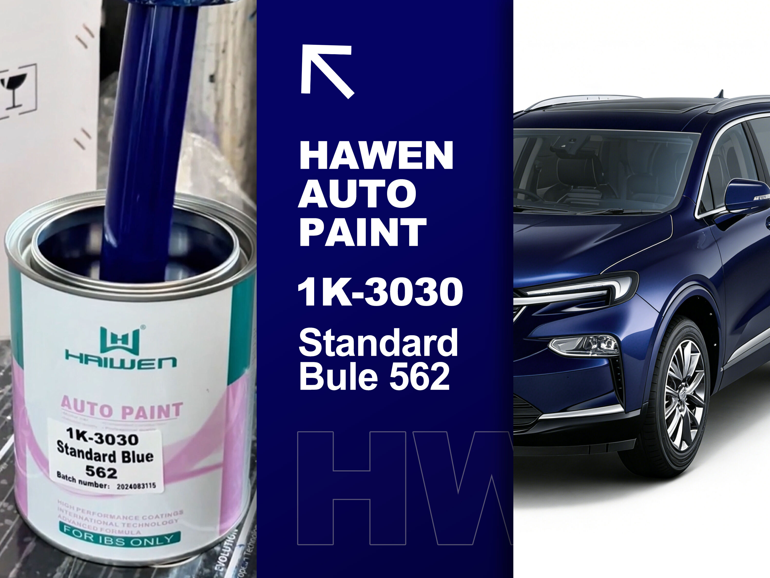 sơn ô tô tiêu chuẩn màu Xanh dương mã 1K-3030 bên trong — HIWE — Nhà máy sản xuất sơn ô tô tiên tiến — Hân hạnh hợp tác — Sơn thân xe ô tô