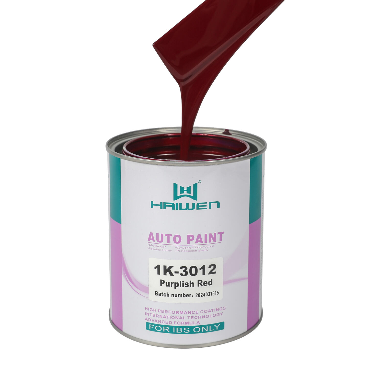 HAIWEN 1K-3012 Purplish Red 1K Basecoat – Rosso scuro frontale con riflessi blu-violacei per il rifinitura automobilistica e miscelazione colori