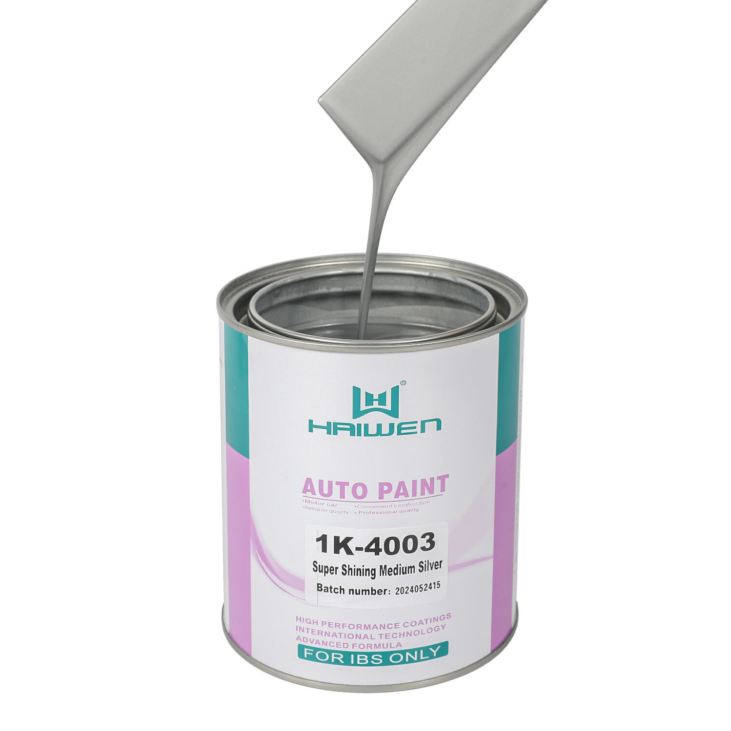 HAIWEN 1K-4003 Super Shining Medium Silver 1K Metallic Silver – Very Fine Brilliant Aluminum con Particelle Regolari per Finitura Automobilistica e Miscelazione Colori