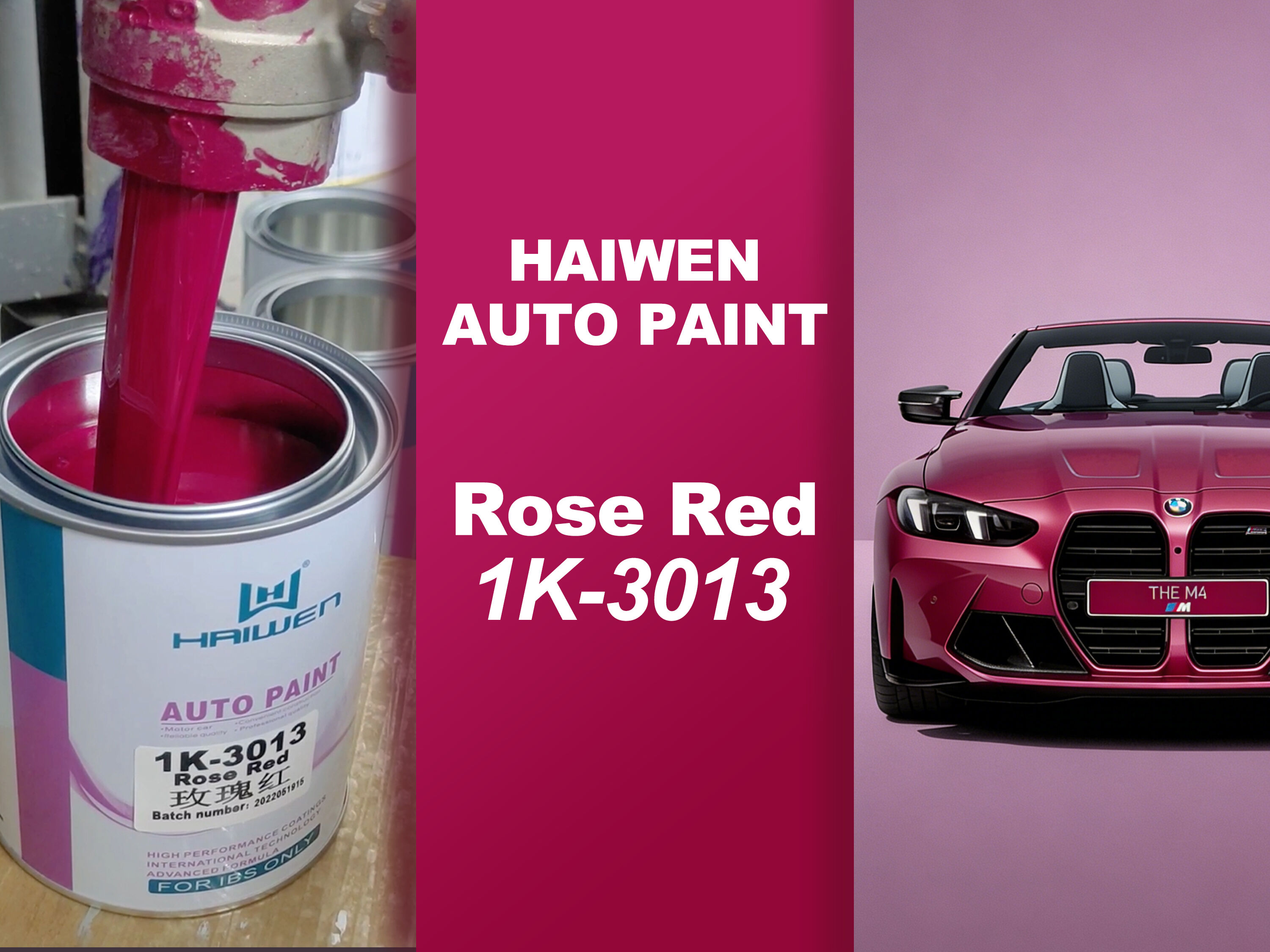 1K-3013 Đỏ hồng, sáng bóng với sắc tím xanh. Sơn ô tô đạt tiêu chuẩn toàn cầu, nâng tầm xe hạng nhất thế giới.#ha