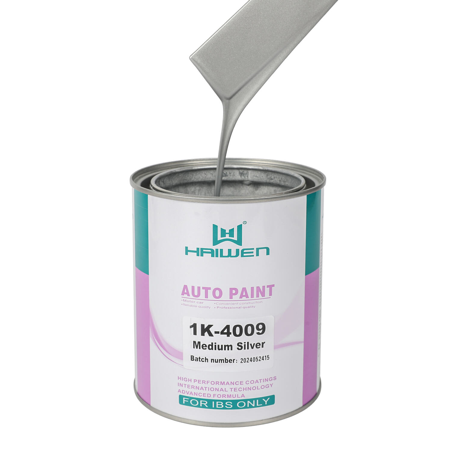 HAIWEN 1K-4009 Argento Medio 1K Argento Metallizzato – Dimensione Media con Parte Anteriore Bianca e Laterali Scuri per Verniciatura Auto e Miscelazione Colori