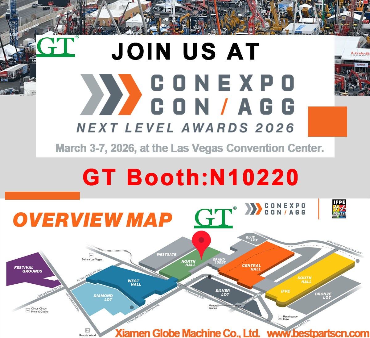 Meet Xiamen GT at CONEXPO-CON/AGG 2026 — Discover Innovative Undercarriage Technologies (Booth N10220)