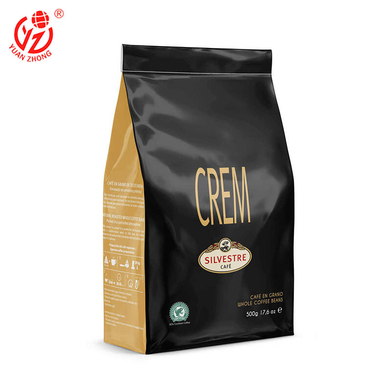 Přední sáčky na kávu se spodním boxem pro zvýšení viditelnosti značky