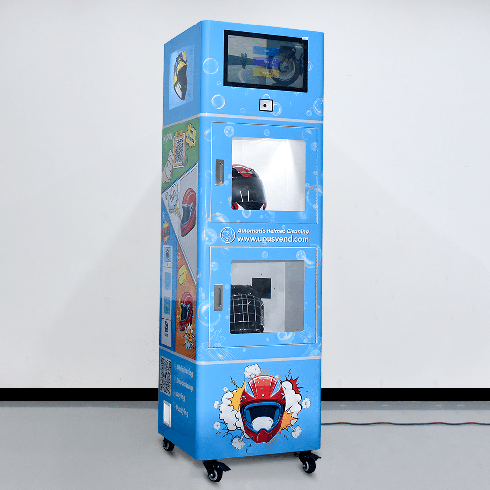 UPUS Factory Customization Commercial Two/Double Helmet Cleaning Vendo Machine Smart Automatic High-Temperature Steam Disinfect Cleaning Vending Machine for Motorcycle Bike Two Helmets Vendo Machine