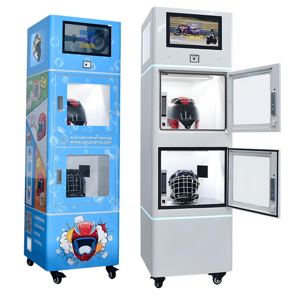 UPUS Factory Customization Commercial Two/Double Helmet Cleaning Vendo Machine Smart Automatic High-Temperature Steam Disinfect Cleaning Vending Machine for Motorcycle Bike Two Helmets Vendo Machine