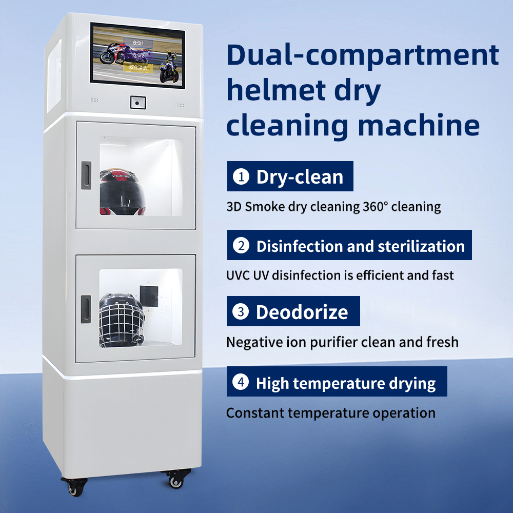 UPUS Factory Customization Commercial Two/Double Helmet Cleaning Vendo Machine Smart Automatic High-Temperature Steam Disinfect Cleaning Vending Machine for Motorcycle Bike Two Helmets Vendo Machine