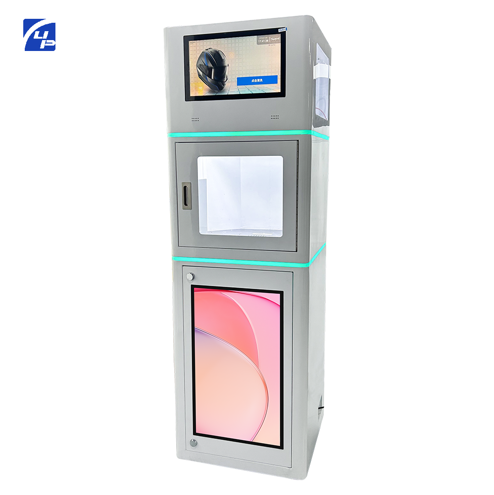 What sanitizing advantages does a helmet cleaning machine offer for eliminating bacteria and odors?