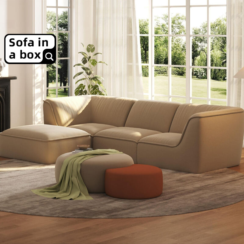 Hörnsoffa mest bekväm anpassad modern sectional L-formad soffa med chaise