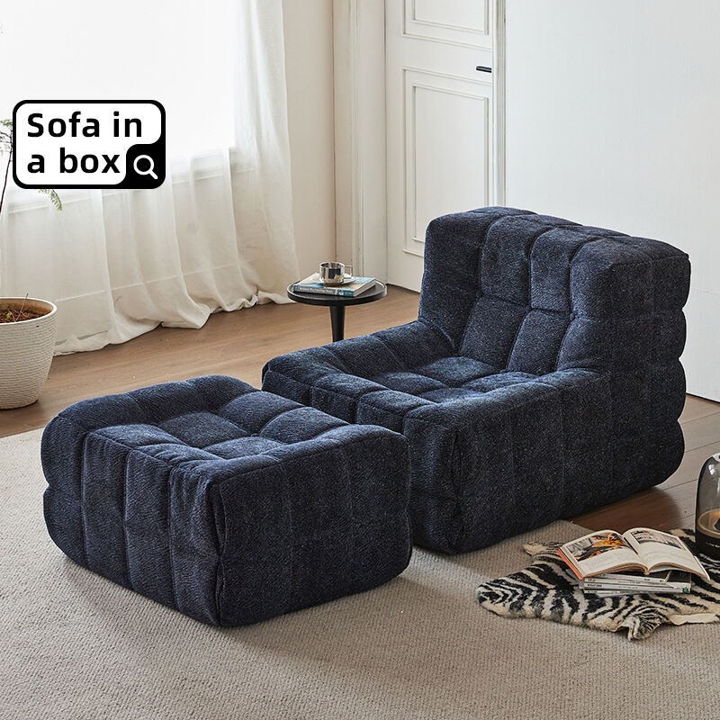 Vakuumkomprimerad soffa utan armar, enkel reklig bean bag med ottoman