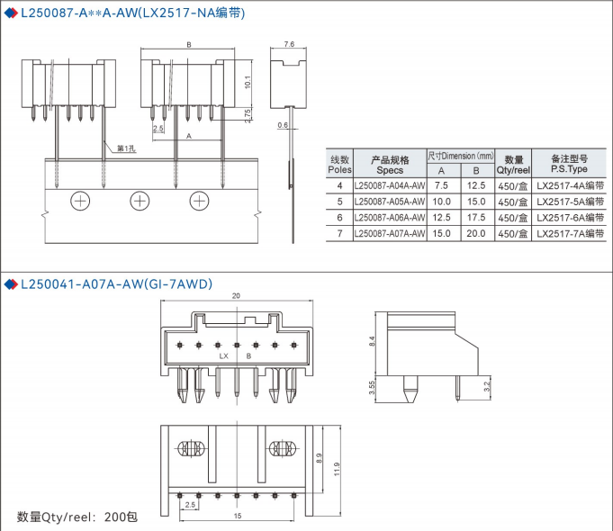 Strip Connector 2.5mm L250085 series