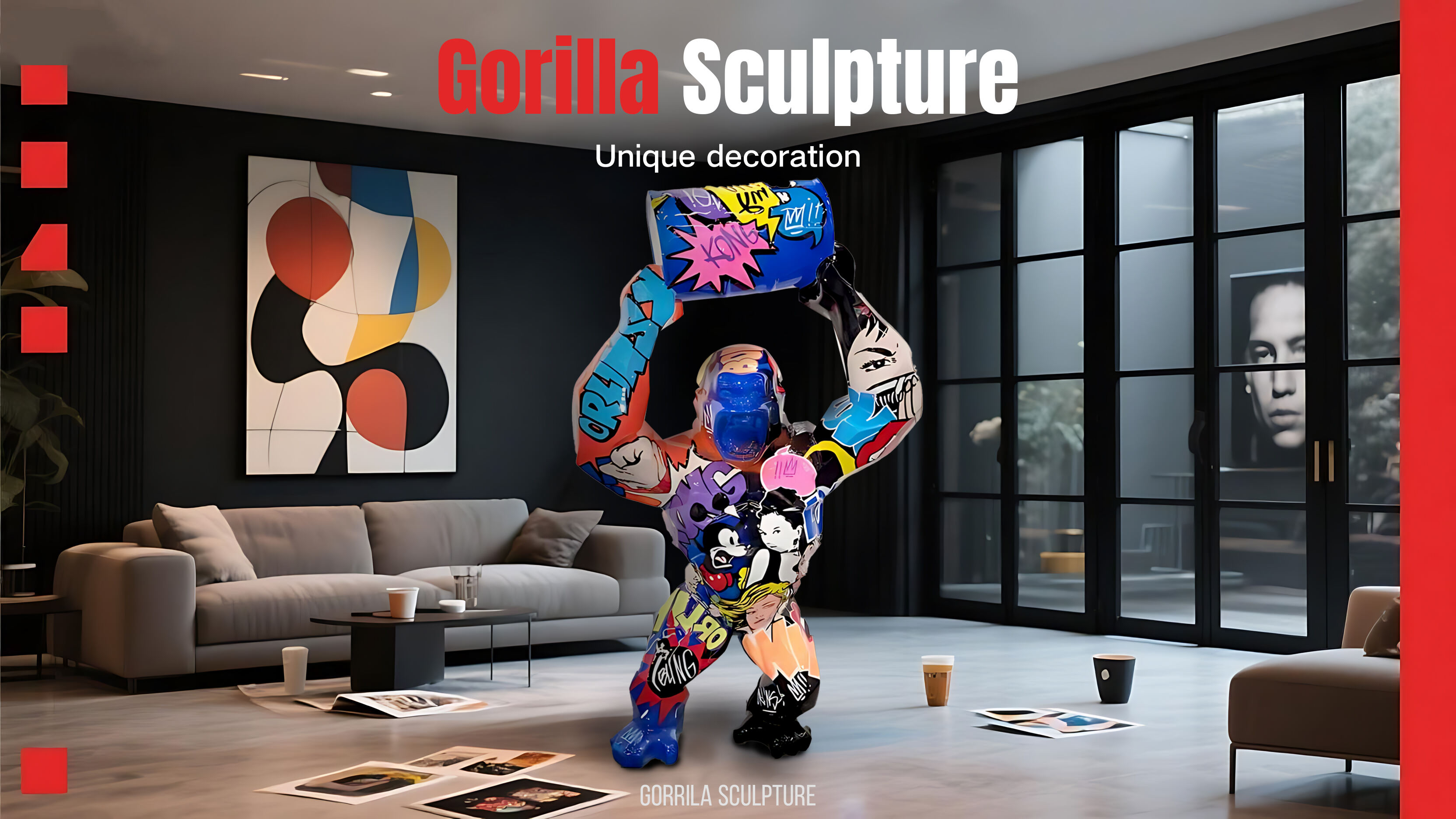 Eskultura ng Gorilla: natatanging dekorasyon