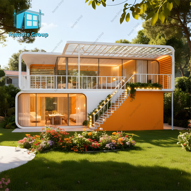 Affordable two-story modular homes customizable 20ft 40ft apple cabin.