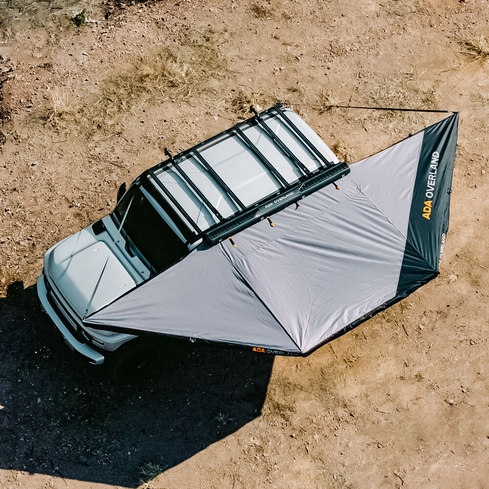 Tenda da overlanding con tenda laterale a 180 gradi e guscio in alluminio per SUV 4x4, fuoristrada e campeggio all'aperto