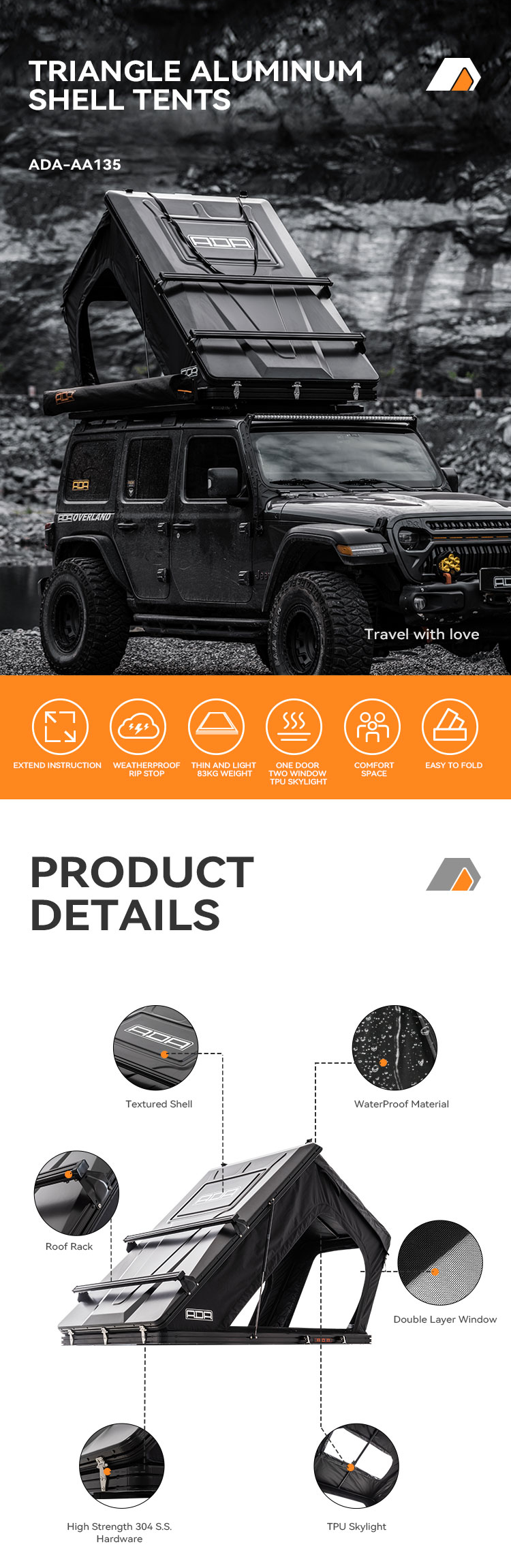 Aluminum Triangle Hard Shell Automatic Quick Open Roof Tent manufacture