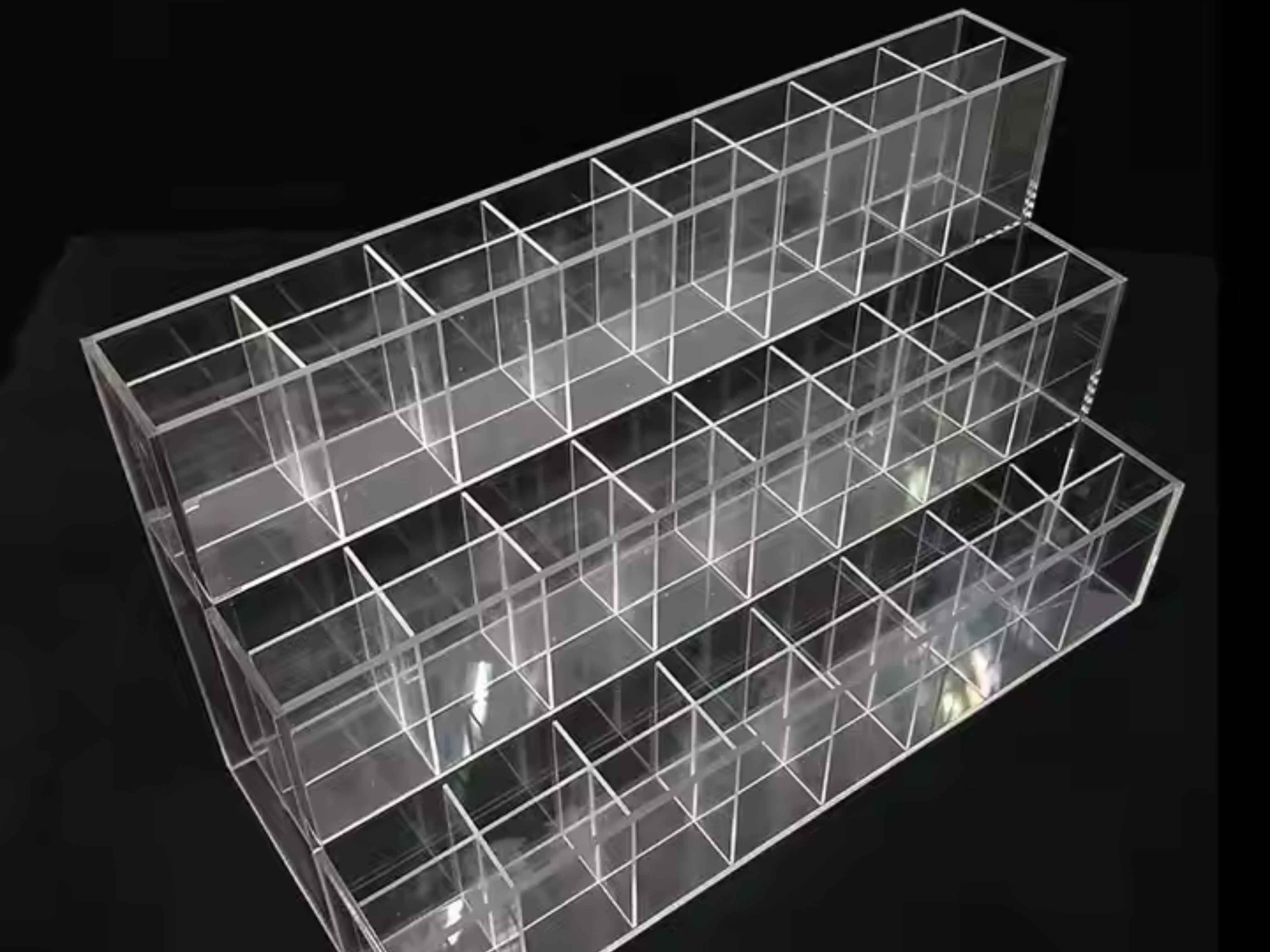 Clear Step Style Pencil Rack 3 Tier 48 Holes Acrylic Pen Pencil Display Stand