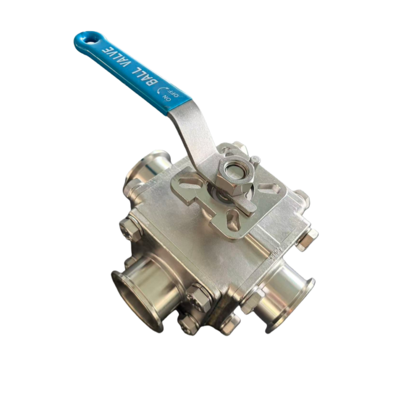 Sanitary square three way ball valve