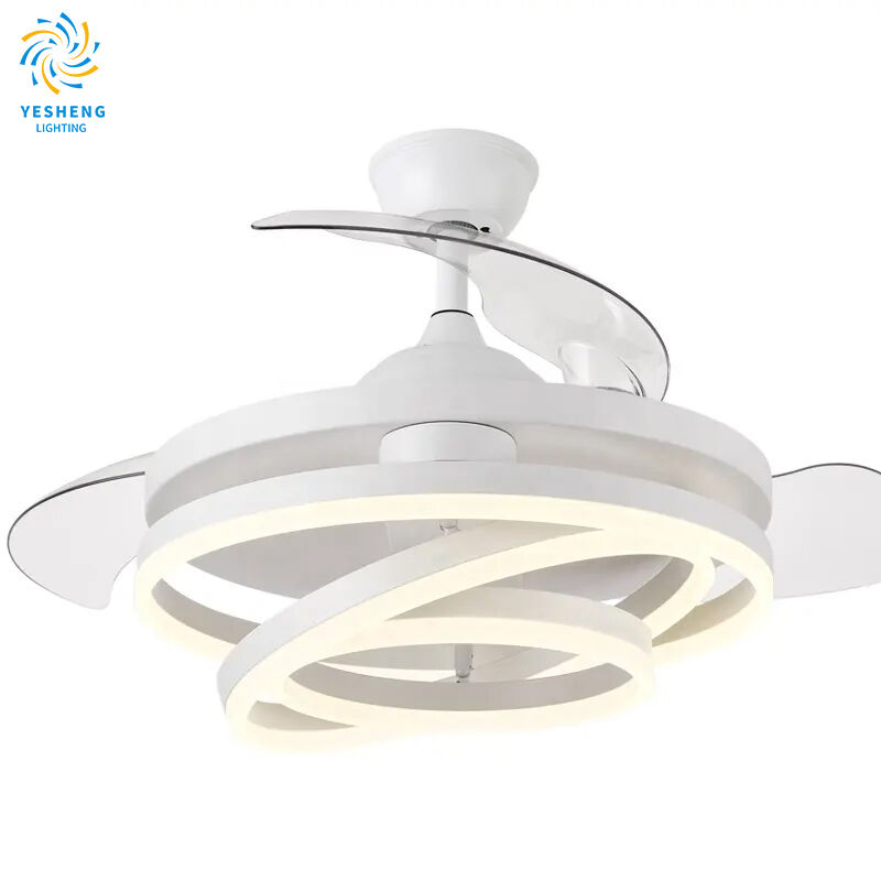 Ventilateur plafonnier moderne blanc unique avec lumière pour la chambre à coucher Lampe ventilateur 72w Led ventilateurs plafonniers lumière et télécommande 3 couleurs réglables