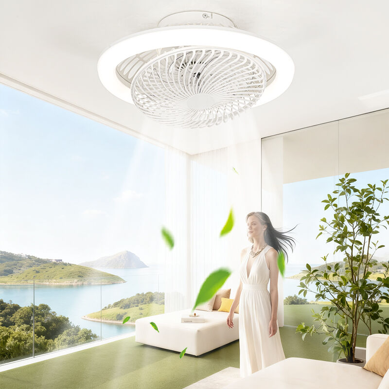 XD215 White Ceiling Fan with Light  Remote Control Ceiling Fan with Lamp
