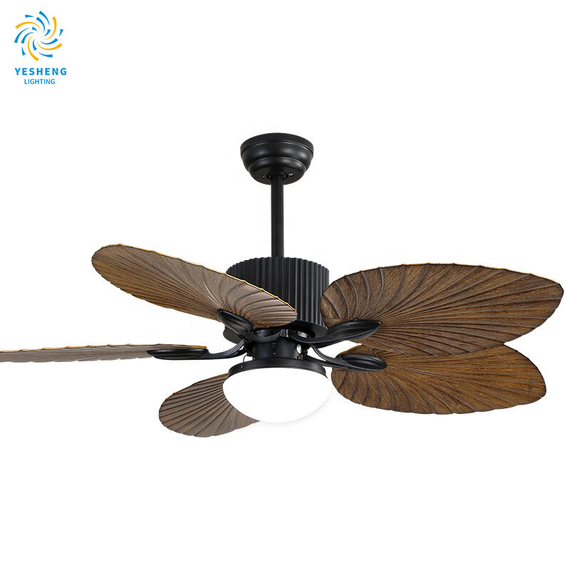 Hot Selling Tropical Ceiling Fan with Light Low Profile Ceiling Fan with Light Wood Blades Fan with Light and Remote